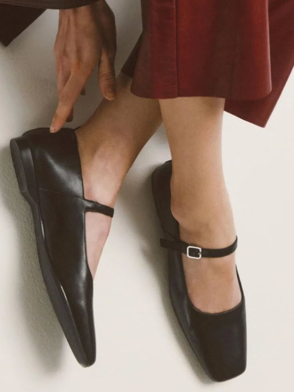 Vagabond Delia Black Leather Mary Jane Ballet Flats EU 38 Square Toe - Picture 2 of 16